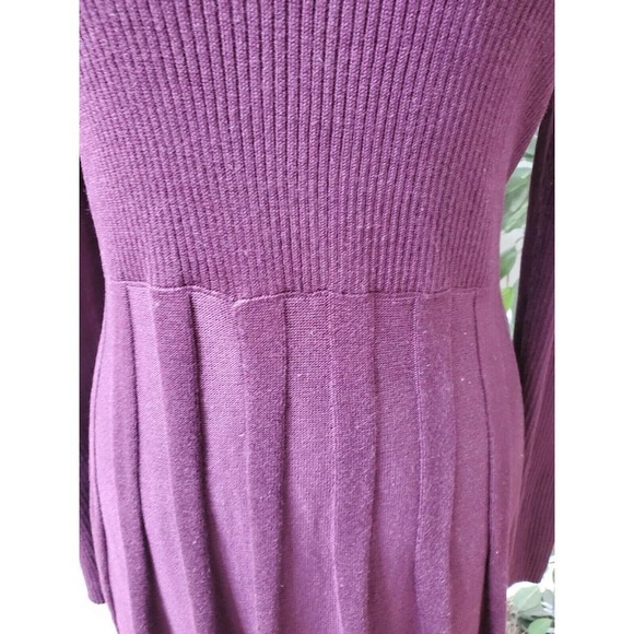 Calvin Klein Women Purple 100% Acrylic Long Sleeve Turtle Neck Knee Length Dress - Picture 3 of 12
